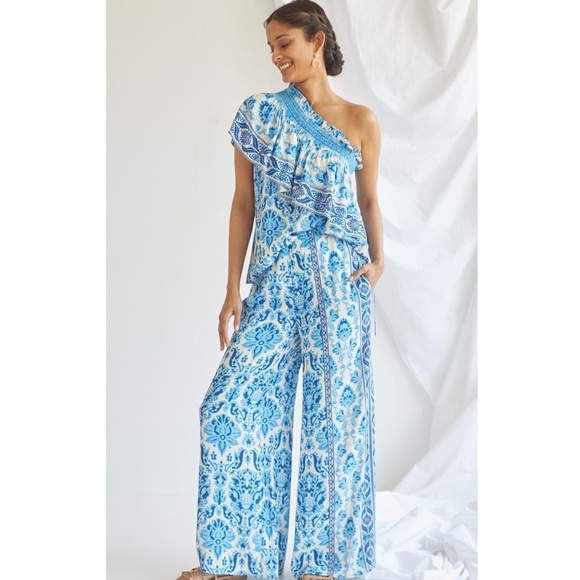 𝅺nwt Anthropologie plenty by Tracy Reese Ruffled One Shoulder Blouse top Small - Picture 4 of 8